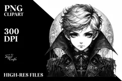 background,A Detailed Gothic Boy Watercolor Clipart Product Image 1