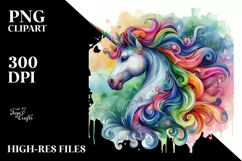 Baby Unicorn with Abstract Background PNG Product Image 1