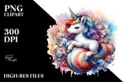 Baby Unicorn with Abstract Background PNG Product Image 1