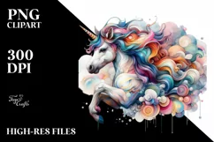 Baby Unicorn with Abstract Background PNG Product Image 1
