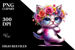 Watercolor Vibrant Cat Dancing PNG Product Image 2