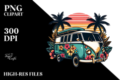 Retro Tropical Rainbow Sunset PNG Product Image 2