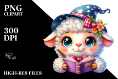 Cute Baby Lamb with Wizard Hat PNG Product Image 2