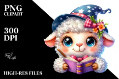 Cute Baby Lamb with Wizard Hat PNG Product Image 2