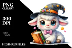Cute Baby Lamb with Wizard Hat PNG Product Image 2
