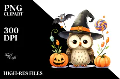 Simple Funny Owl Halloween Clipart PNG Product Image 2