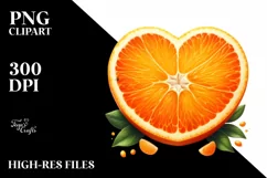 Half Orange Heart in Watercolor PNG Product Image 2