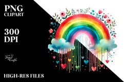 Simple Rainbow with Hearts PNG Product Image 2