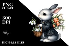 Detailed Gothic Baby Rabbit Snowdrop | Sublimation | Clipart Product Image 1