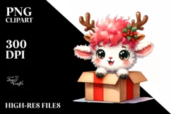 Expressive Baby Lamb with Gift Box, Transparent PNG Product Image 1