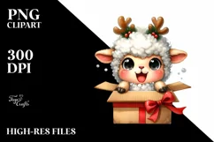 Expressive Baby Lamb with Gift Box, Transparent PNG Product Image 3