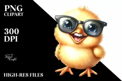 Happy Baby Chick Sunglasses Sublimation Clipart Product Image 3