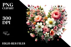 Spring Flower Heart Digital Painting PNG Product Image 2