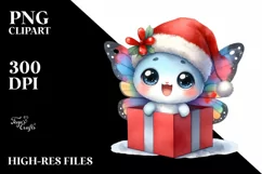 Expressive Baby Butterfly with Santa Hat, Transparent PNG Product Image 3