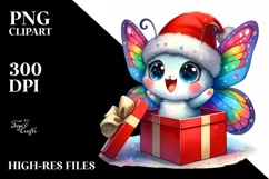 Expressive Baby Butterfly with Santa Hat, Transparent PNG Product Image 3
