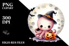 Cute Baby Octopus Halloween PNG Product Image 3