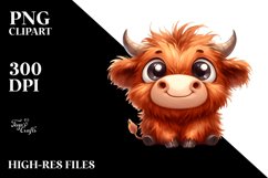 Expressive Highland Cow with Goofy Smile PNG Product Image 3