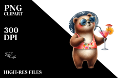 Funky Bear with Cocktail, Vibrant PNG Product Image 2