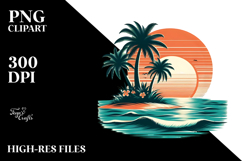 Retro Tropical Island Sunset PNG Product Image 2