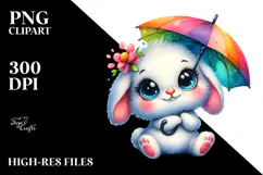 Vibrant Goofy Cute Baby Rabbit PNG Product Image 2