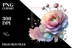 Ranunculus Stained Watercolor PNG Product Image 2