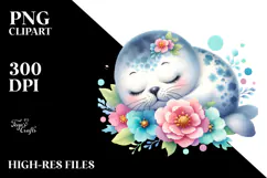 Colorful Baby Seal Sleeping In Flower Product Image 2