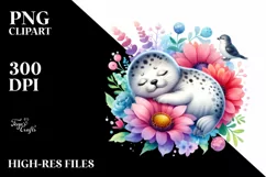 Colorful Baby Seal Sleeping In Flower Product Image 3