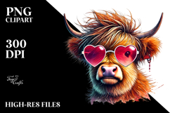 Highland Calf with Heart Sunglasses PNG Product Image 2
