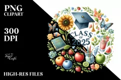 Class Of 2025 Watercolor Text | Sublimation | Clipart Product Image 1