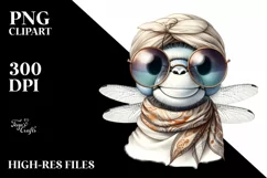 Funny Cute Dragonfly Silk Scarf | Sublimation Clipart Product Image 3