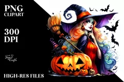 Festive Halloween Witch Art | Sublimation Clipart Product Image 3