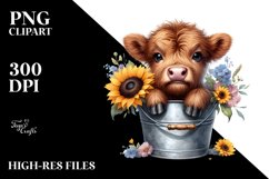 Cute Baby Cow with Sunflower PNG Product Image 3