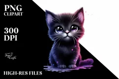Cute Baby Black Cat Grave Sublimation Clipart Product Image 1