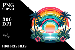 Retro Tropical Rainbow Sunset PNG Product Image 2