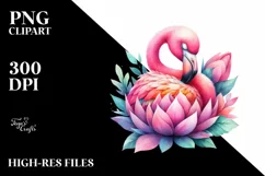 Colorful Flamingo Sleeping in a Flower | Clipart Product Image 3