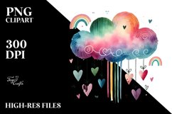 Cute Boho Cloud with Hanging Hearts, PNG Product Image 2