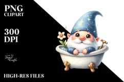Cute Baby Gnome in Bath Tub Clipart Product Image 1