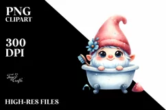 Cute Baby Gnome in Bath Tub Clipart Product Image 3