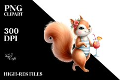 Squirrel in Beachwear with Cocktail PNG Product Image 2