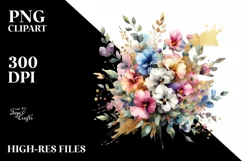 Colorfull Abstract Bouquet with Sweet Pea | Sublimation Product Image 3
