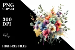 Colorful Bouquet with Sweet Pea | Sublimation | Clipart Product Image 1
