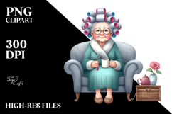 Old Lady Watercolor Character Sitting on a Sofa Product Image 2