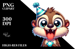 Cartoony Otter with Party Hat PNG Product Image 2