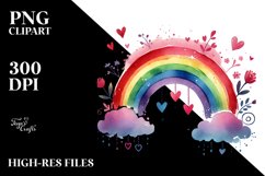 Simple Rainbow with Hearts PNG Product Image 2