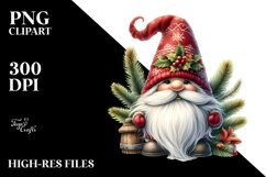 Detailed Watercolor Christmas Gnome PNG Product Image 1