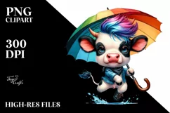 Proud Jumping Baby Cow PNG Product Image 3