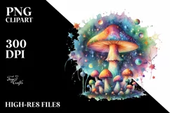 Colorful Magical Celestial Astral Mushroom | Clipart Product Image 1