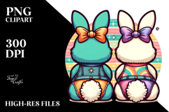 Colorful Retro Bunnies Sitting View Title Product Image 2