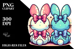 Colorful Retro Bunnies Sitting View Title Product Image 2