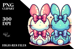 Colorful Retro Bunnies Sitting View Title Product Image 2
